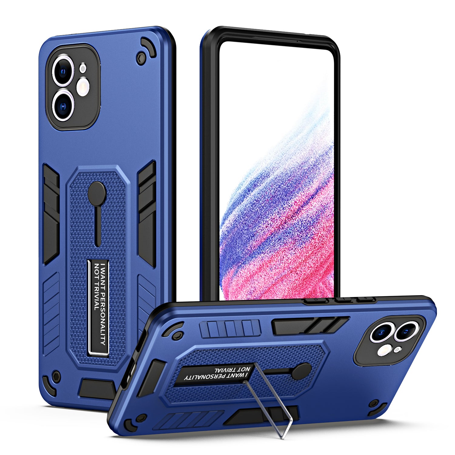 For iPhone 12 6.1 inch Phone Case Silicone Ring Strap TPU PC Shockproof Cell Phone Cover with Metal Kickstand For iPhone 12 6.1 inch Phone Case Silicone Ring Strap TPU PC Shockproof Cell Phone Cover with Metal Kickstand